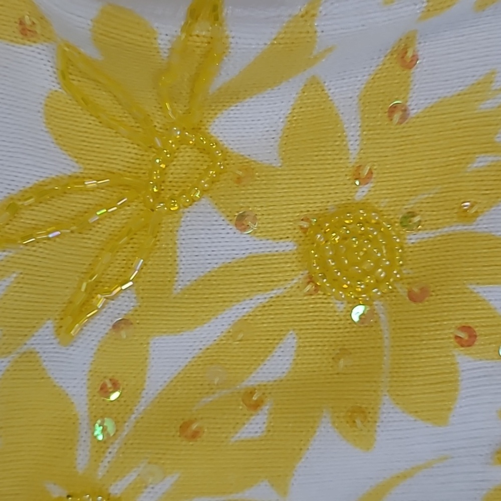 Berer2 By Takako Sakin Beaded Sequin Yellow Floral Cardigan XL - Picture 3 of 7